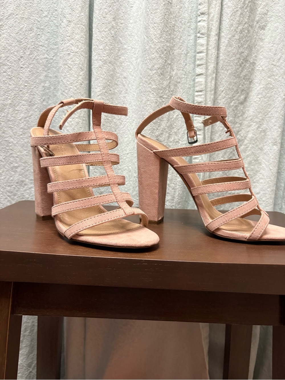Charlotte Russe Blush Strappy Block Heel Sandals